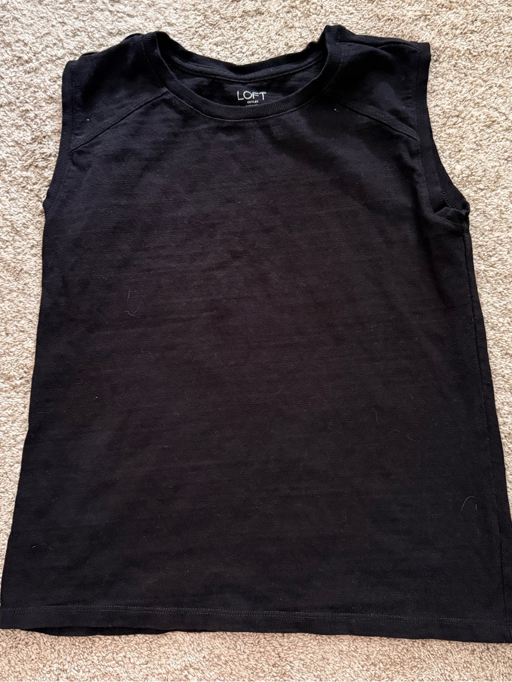 LOFT Black Sleeveless Crew Neck Tank
